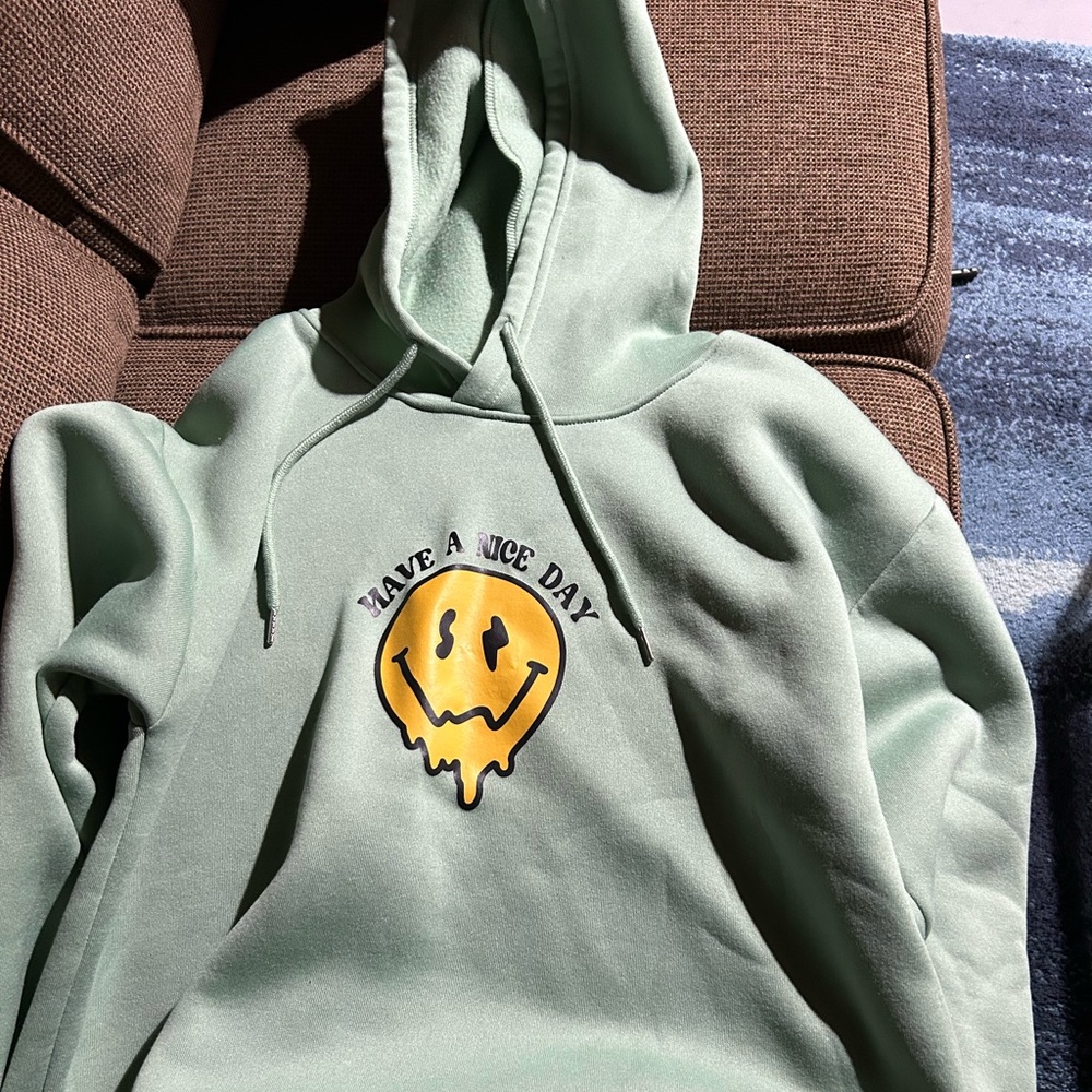 Mens Olive Green Trippy Hoodie, Size Medium